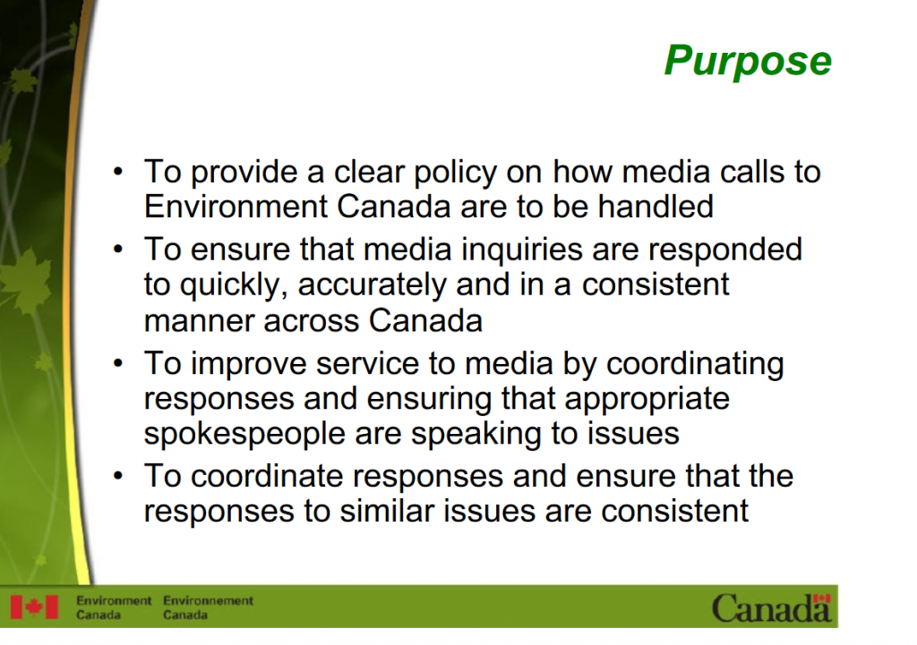 Leaked Environment Canada Powerpoint, courtesy Margaret Munro's Scribid Page.