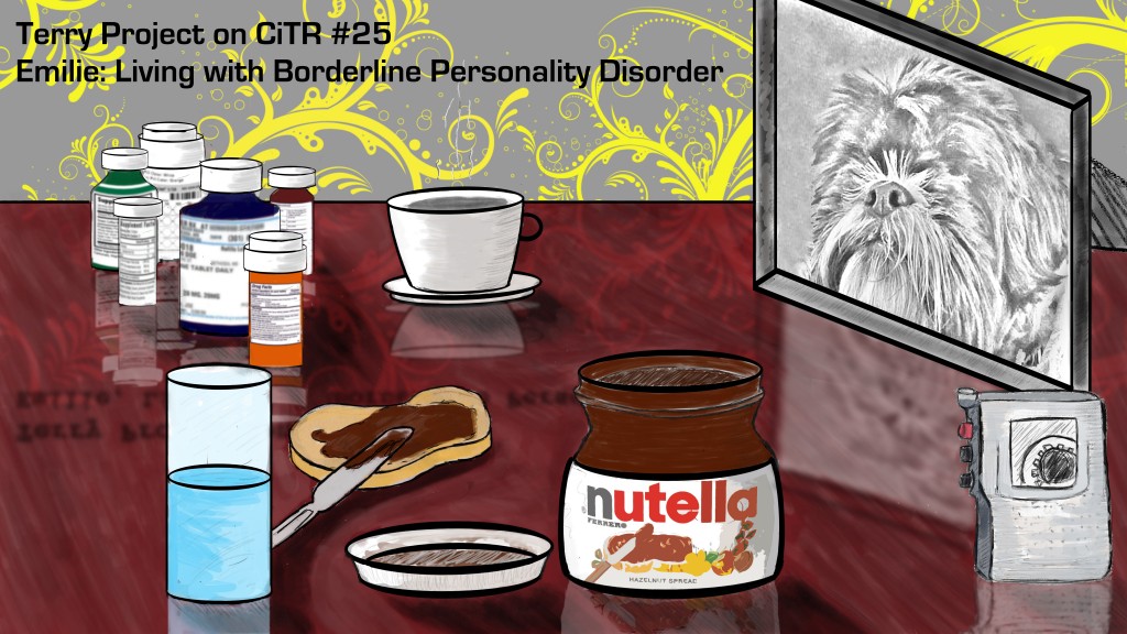 Nutella for breakfast, followed by Efexor, Lamictal, and Seroquel. For Emilie, this is routine. (Design by Talal Al Salem/Terry Project)